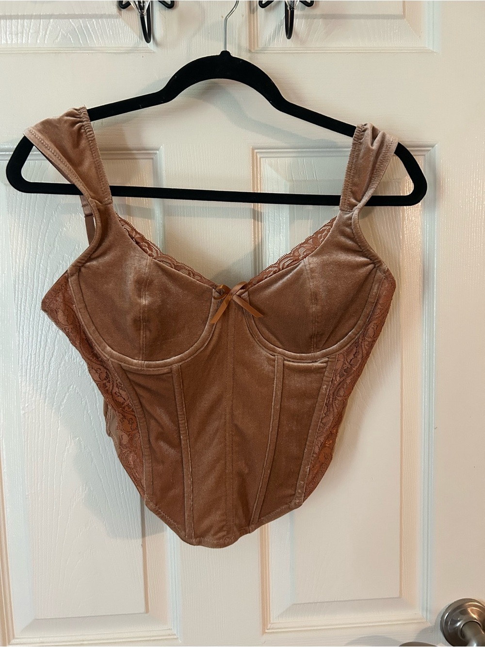Classic Brown Velvet Longline Bustier Corest Top